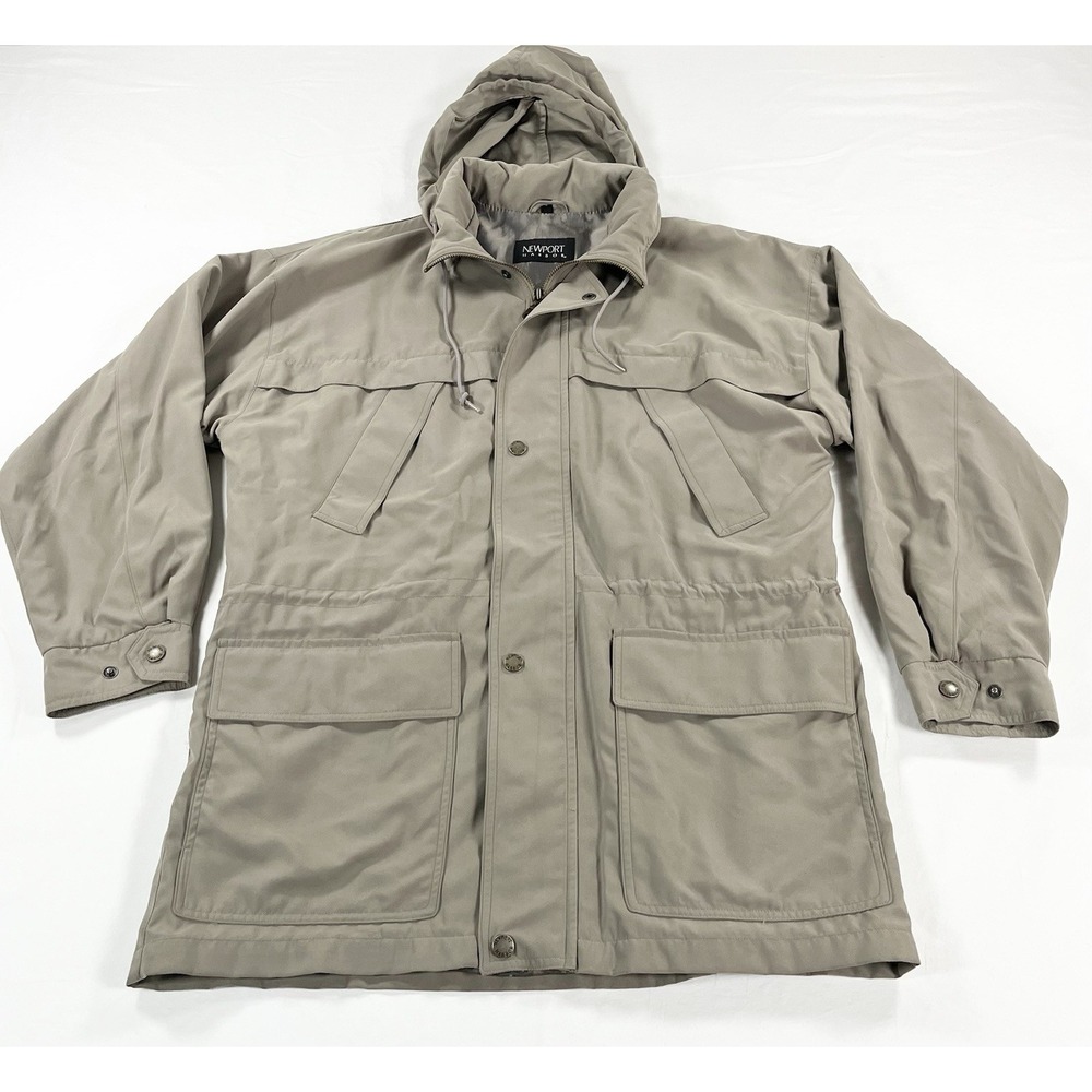 Vintage Newport Harbor‎ Hooded Fishing Barn Chore Field Coat Jacket Tan Men's M